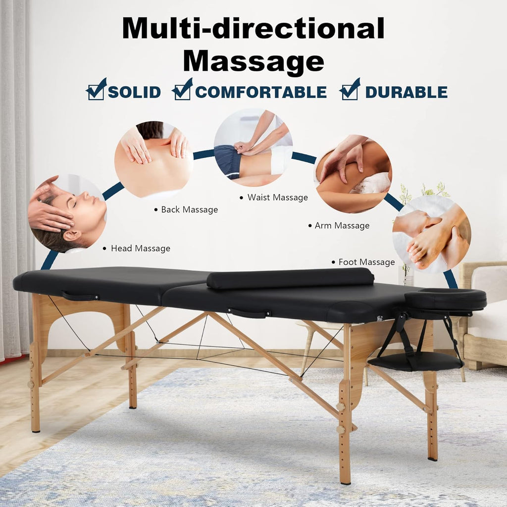 Portable 84 Inch 2 Folding Lightweight Massage Table with Carry Case M48918