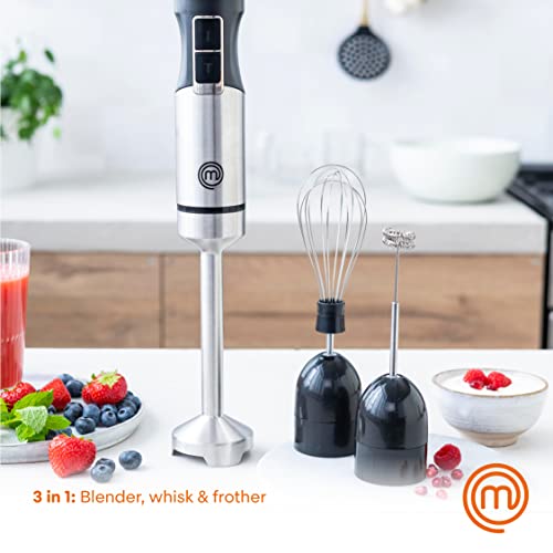 Immersion Blender and Knife Set with Whisk and Frother Attachments M580