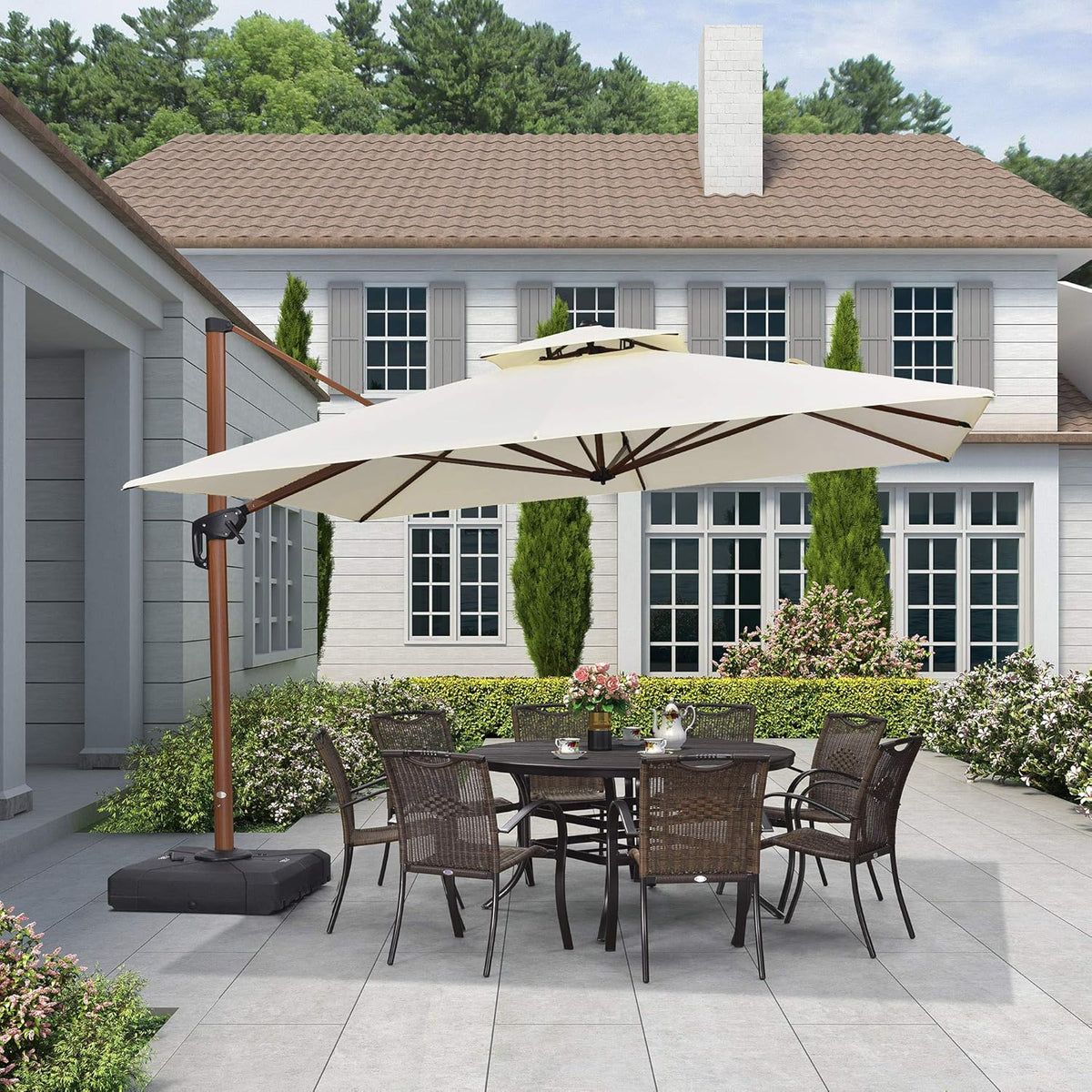 10ft Beige Cantilever Patio Umbrella W476