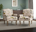 Upholstered Armchair Set of 2 with Pattern & Wooden Legs Y978844