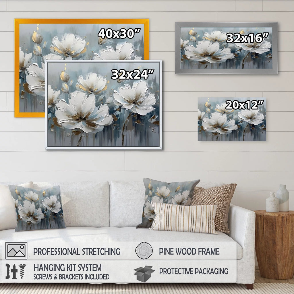 White and Gold Daisy Framed Wall Art Print 20 in. x 12 in. G42138