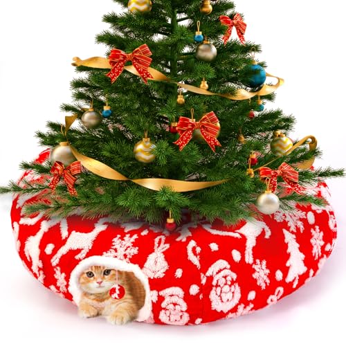 Cat Tunnel Bed Christmas Tree Skirt for Indoor Cats O38145