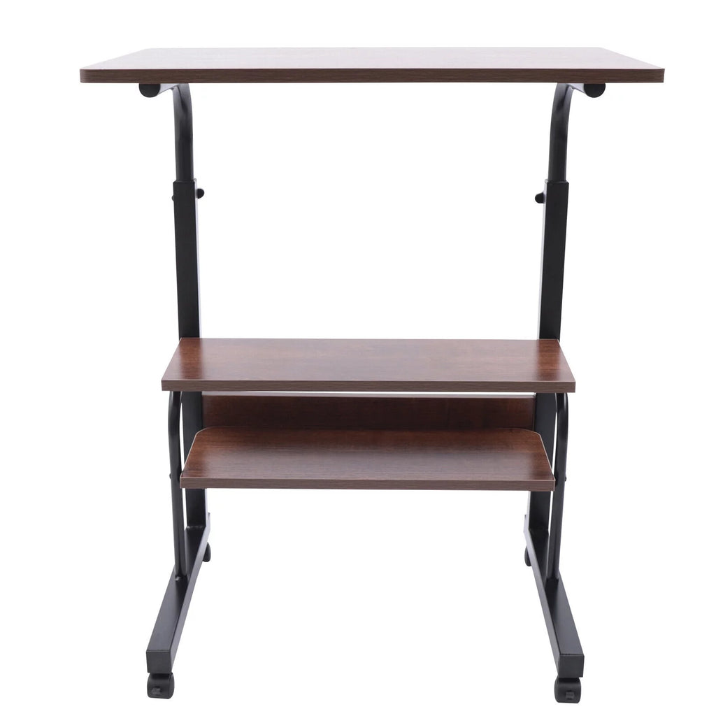 Brown Mobile Standing Desk with Wheels V3144
