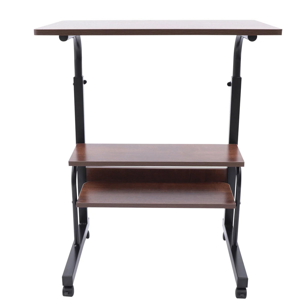 Brown Mobile Standing Desk with Wheels V3144