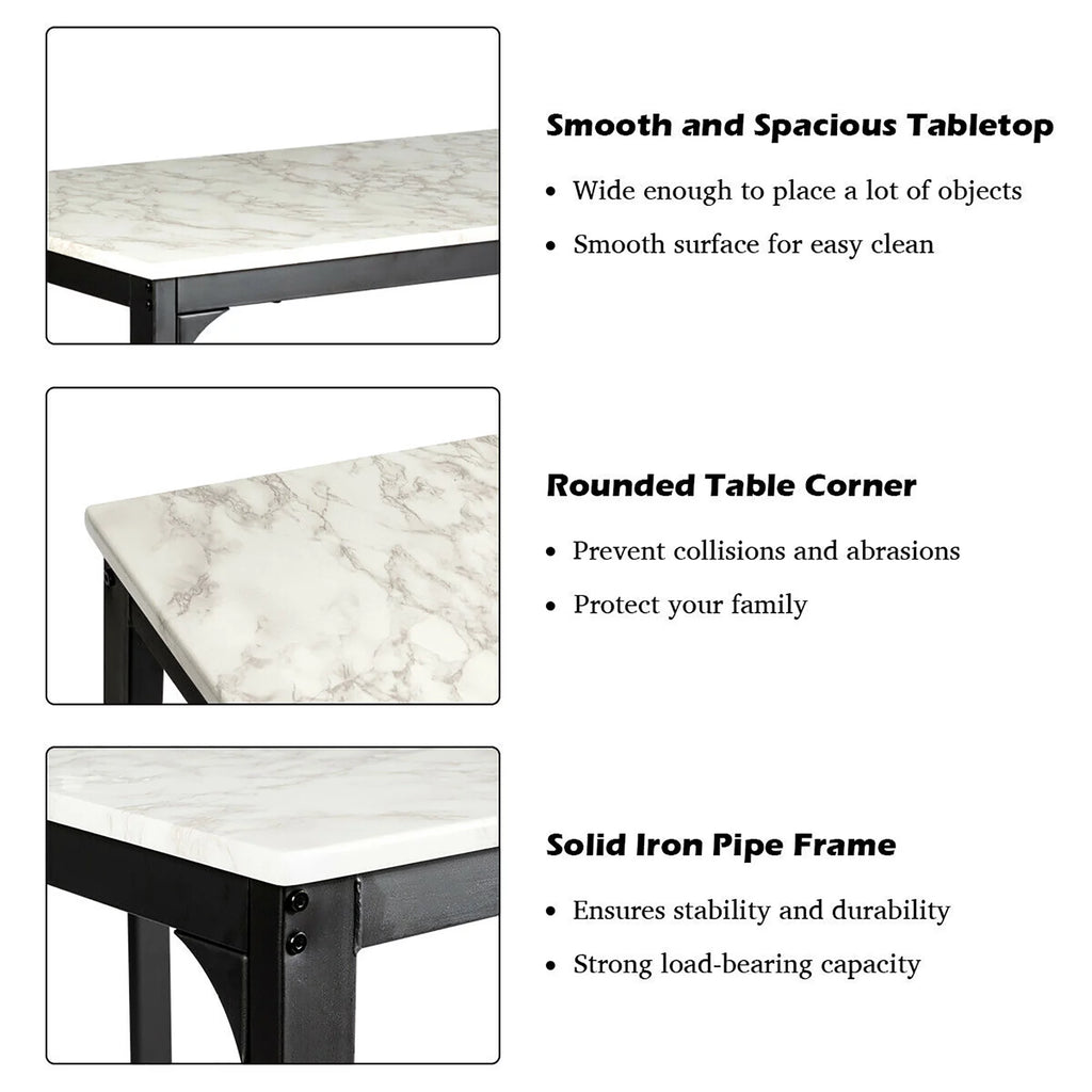 3 Piece Counter Height Dining Set Faux Marble Table and 2 Chairs M175997