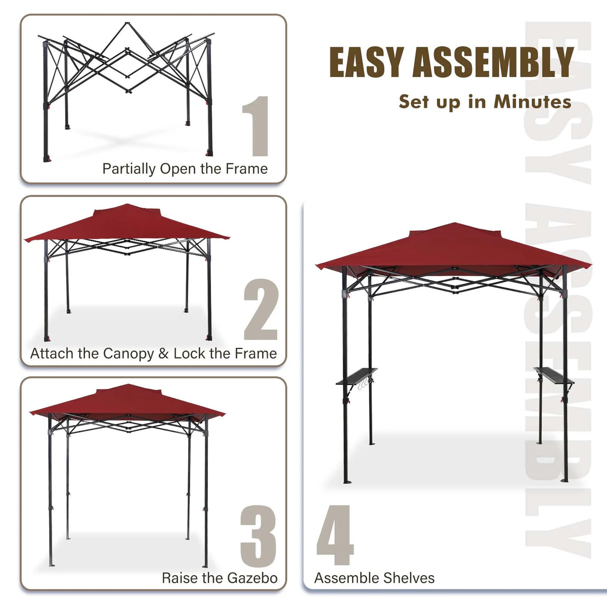 8x5 Pop up Grill Gazebo Outdoor BBQ Canopy, Red F636640
