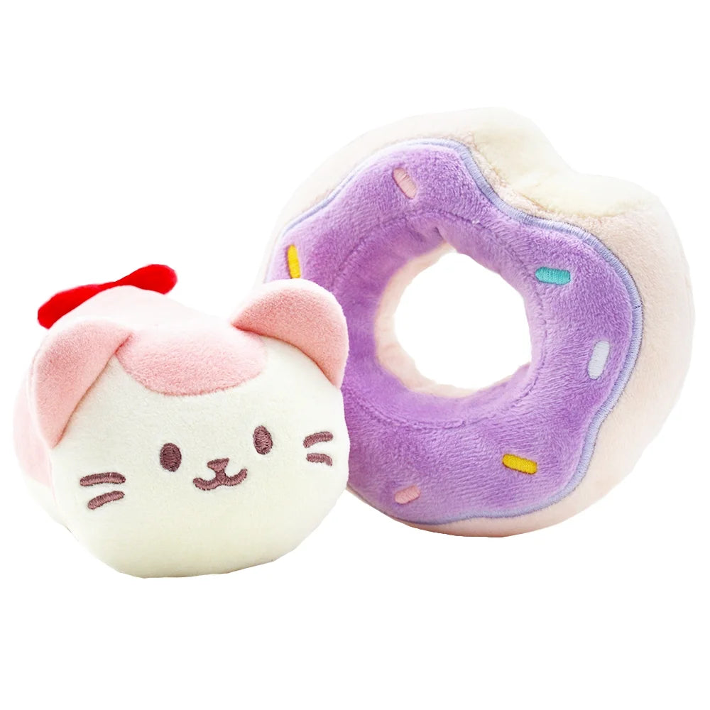 6” Small Squishy Donut Blanket Plush Cat Stuffed Animal Toy K966694