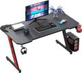 Red 44 Inch Gaming Desk with Cup Holder and Headphone Hook N26186