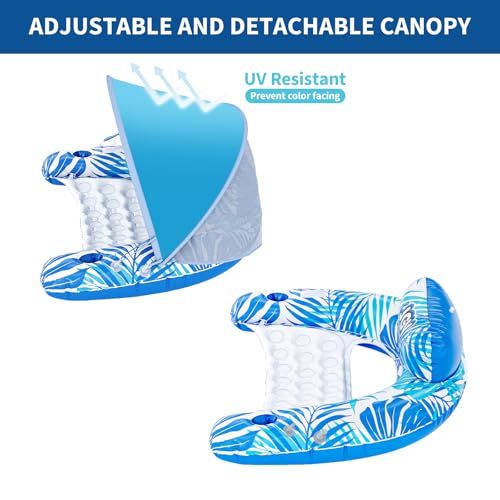 XL Inflatable Pool Float with Canopy and Drink Holder K469601