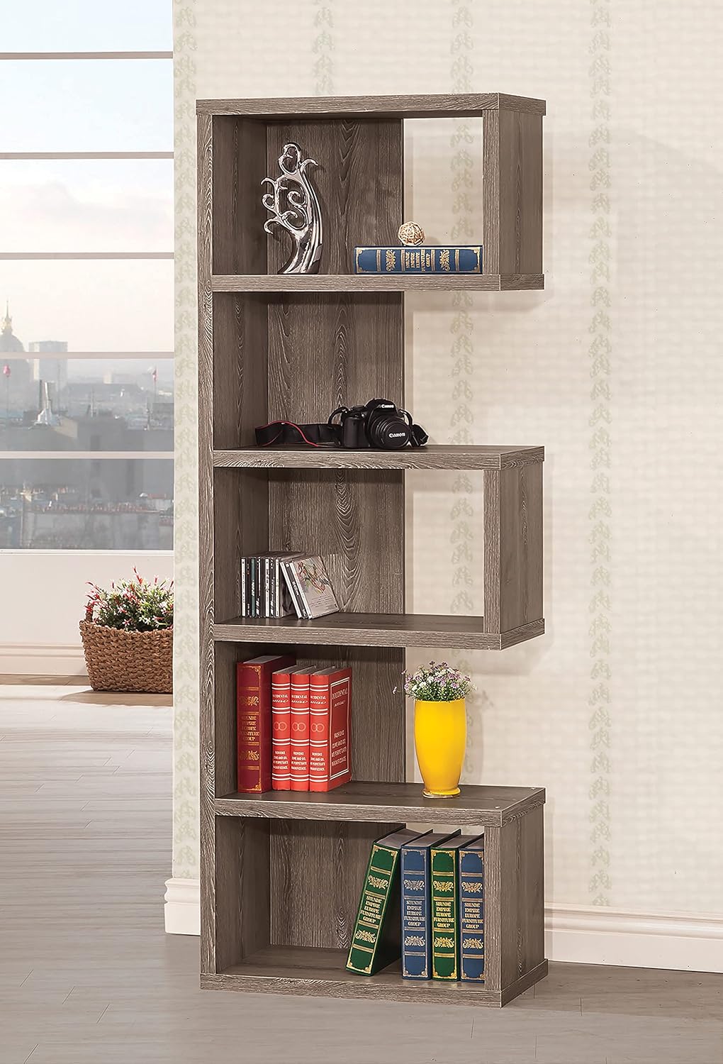 Weathered Grey Semi-Backless Bookcase B6973