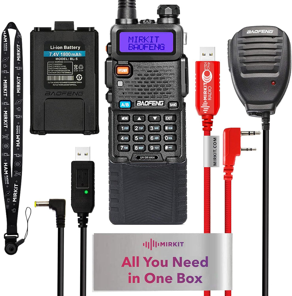 UV-5R MK2 Handheld Dual Band Ham Radio with Programming Cable K192280