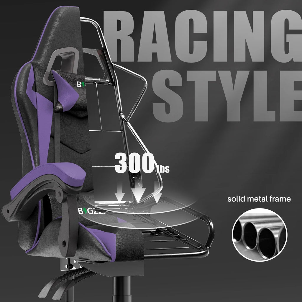 Purple Ergonomic Gaming Chair with Headrest & Lumbar Pillow K213745