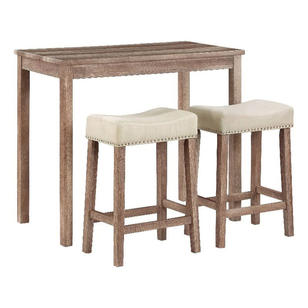 3PC Counter Height Dining Set in Engineered Wood Natural Brown G83335