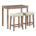 3PC Counter Height Dining Set in Engineered Wood Natural Brown G83335