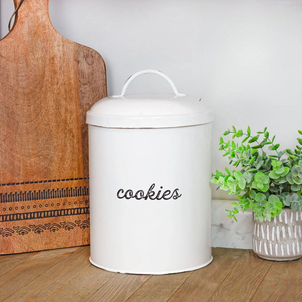 White Enamelware Cookie Jar H80144