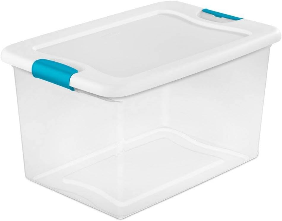 6-Quart Clear and Blue Stackable Latching Storage Box Container (12-Pack) Pack of 2 G26967