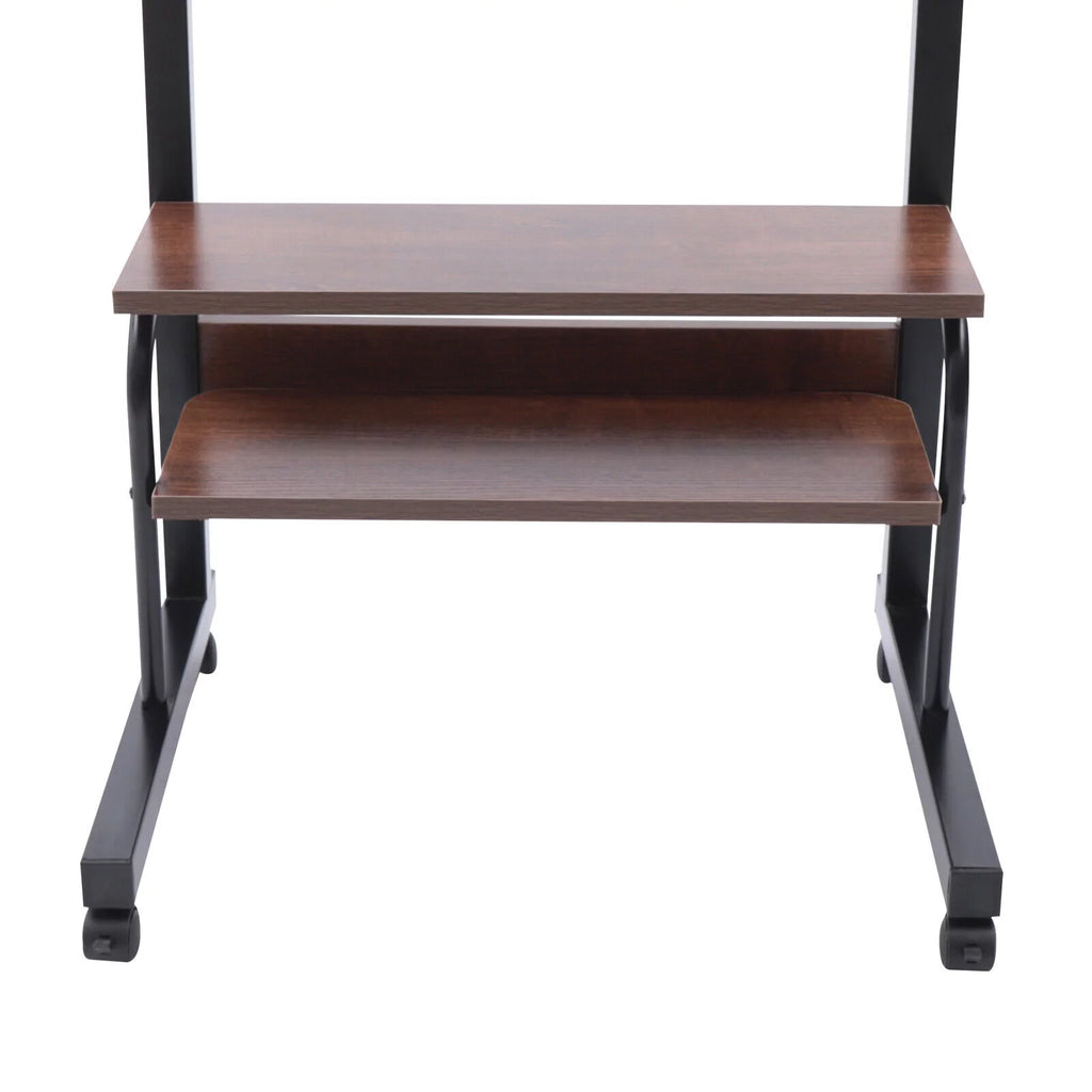 Brown Mobile Standing Desk with Wheels V3144
