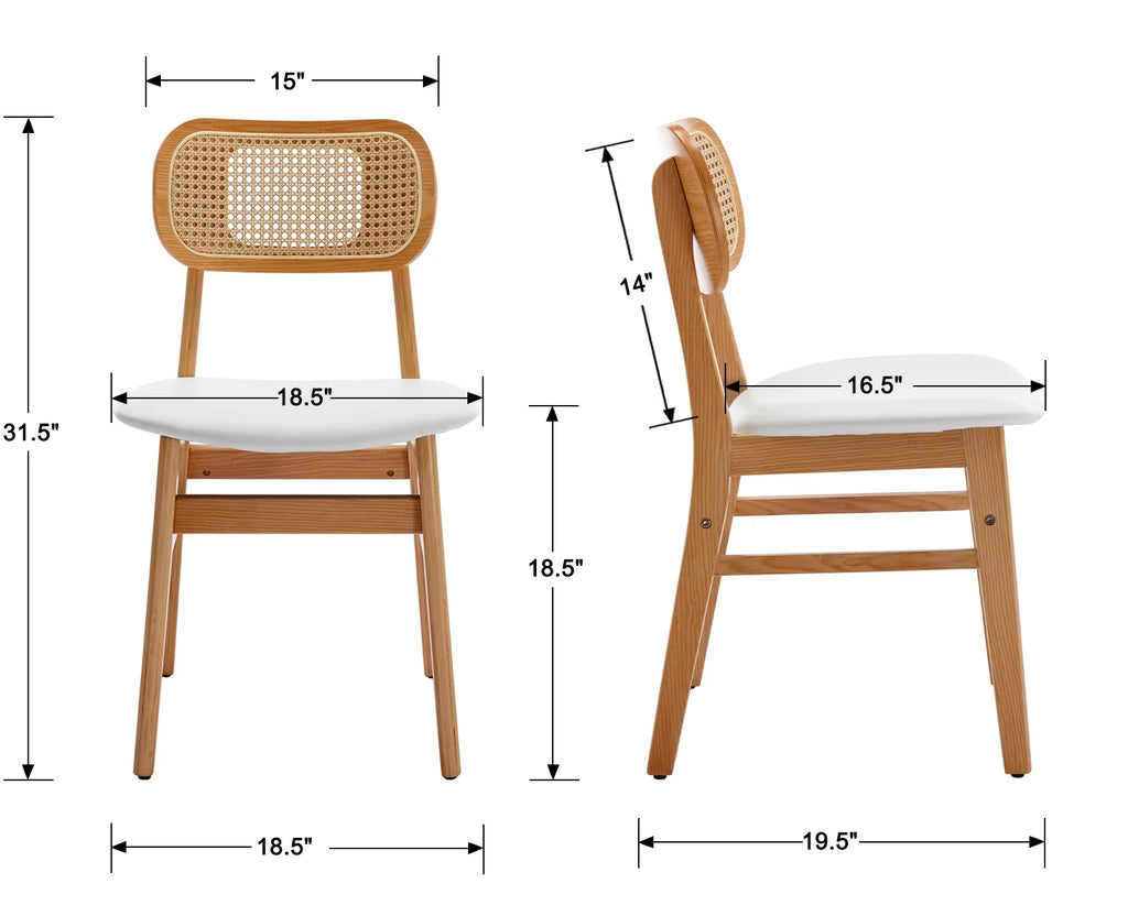 White Faux Leather Rattan Dining Chairs Set of 2 A15535