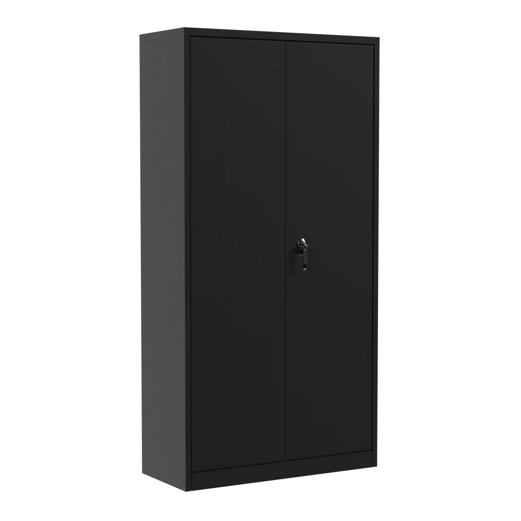 Black 72"H Lockable Steel Storage Cabinet with 4 Adjustable Shelves T208