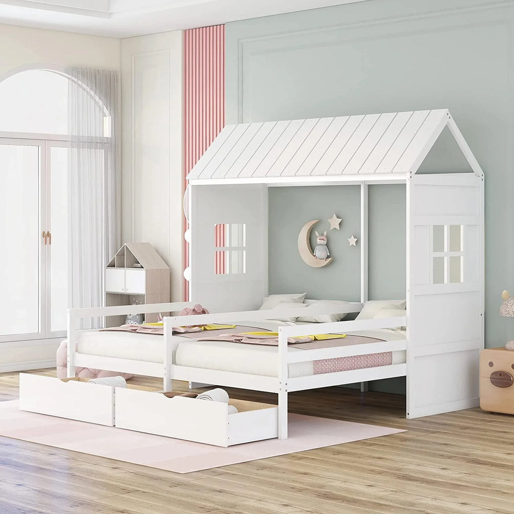 Double Bed Frames with Storage and Rails X599174