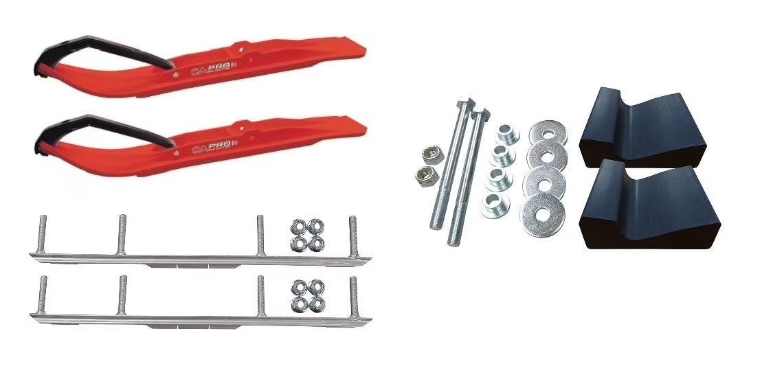 Red XT Snowmobile Skis with 4.5" Shaper Bars Complete Kit D11047