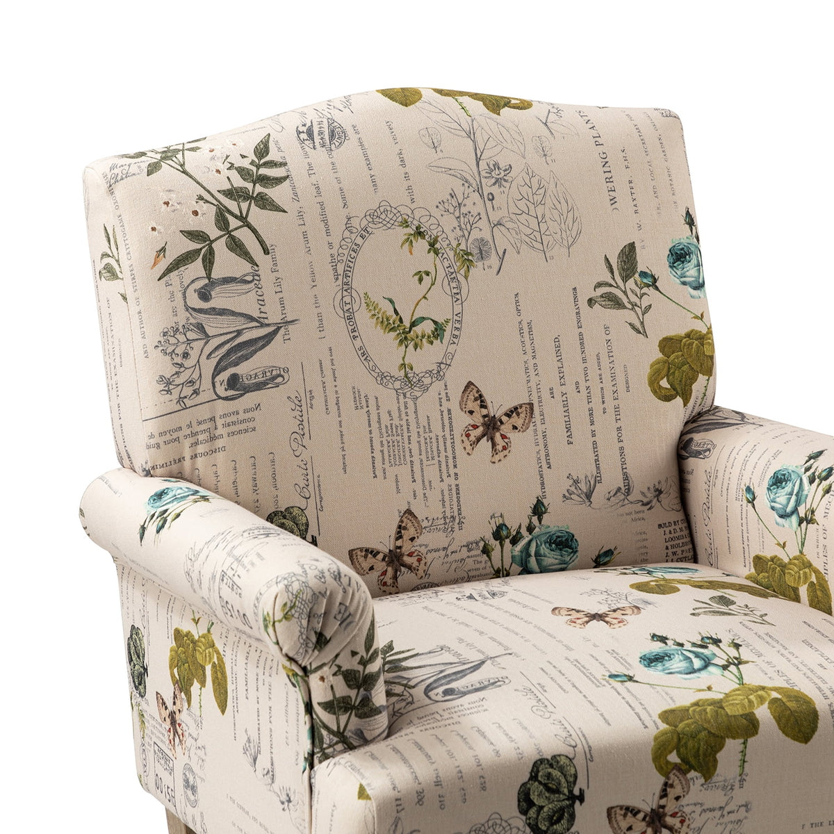 Upholstered Armchair Set of 2 with Pattern & Wooden Legs Y978844