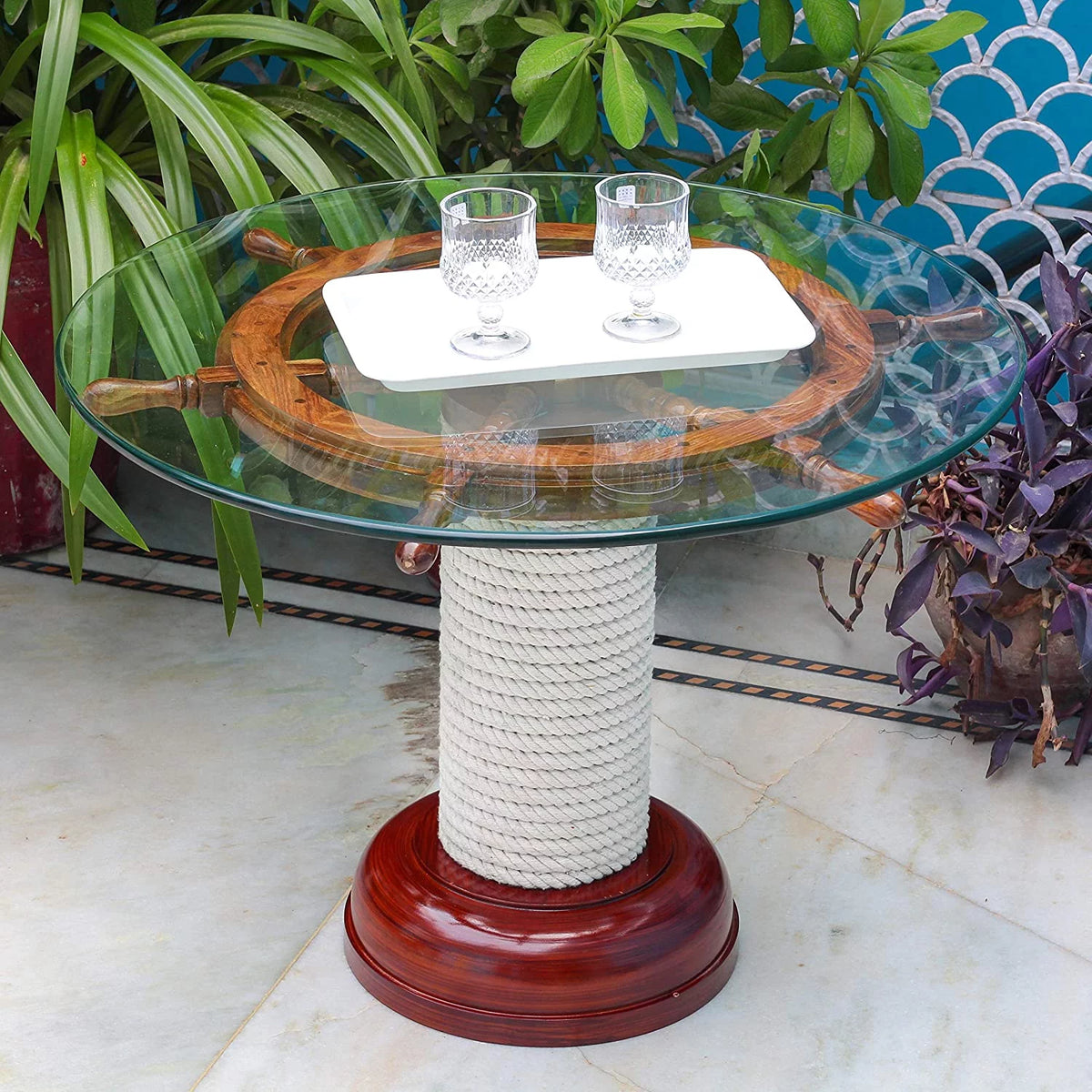 Wood Coffee Table with Clear Glass Top 30 Inches L554