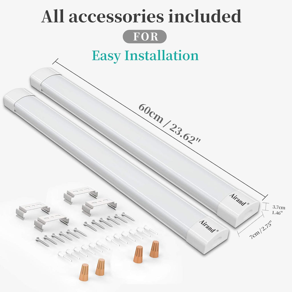 2 Pack 2FT 18W 5000K IP66 Waterproof LED Shop Light X30545