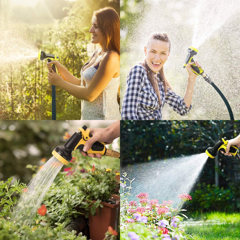 100ft Expandable Flexible Garden Water Hose Set with Brass Connectors Spray Nozzle Pack of 2 L73888