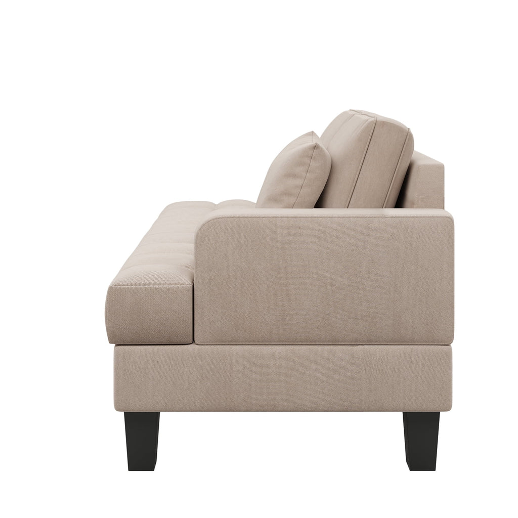 Warm Grey Tufted Chaise Lounge with Toss Pillow F465156