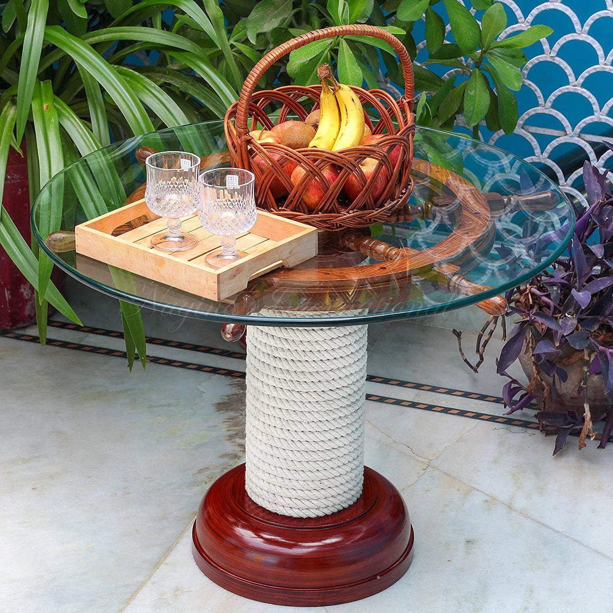 Wood Coffee Table with Clear Glass Top 30 Inches L554