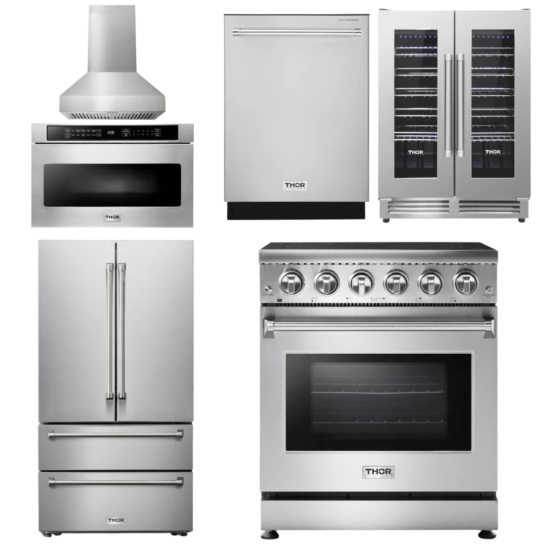 30 Electric Range, Range Hood, Microwave, Refrigerator, Dishwasher, Wine Cooler A133