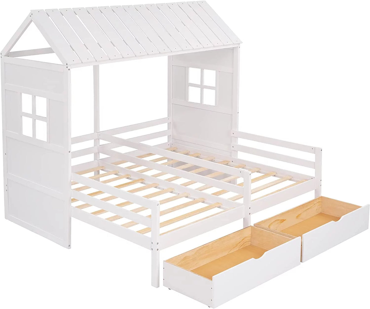 Double Bed Frames with Storage and Rails X599174