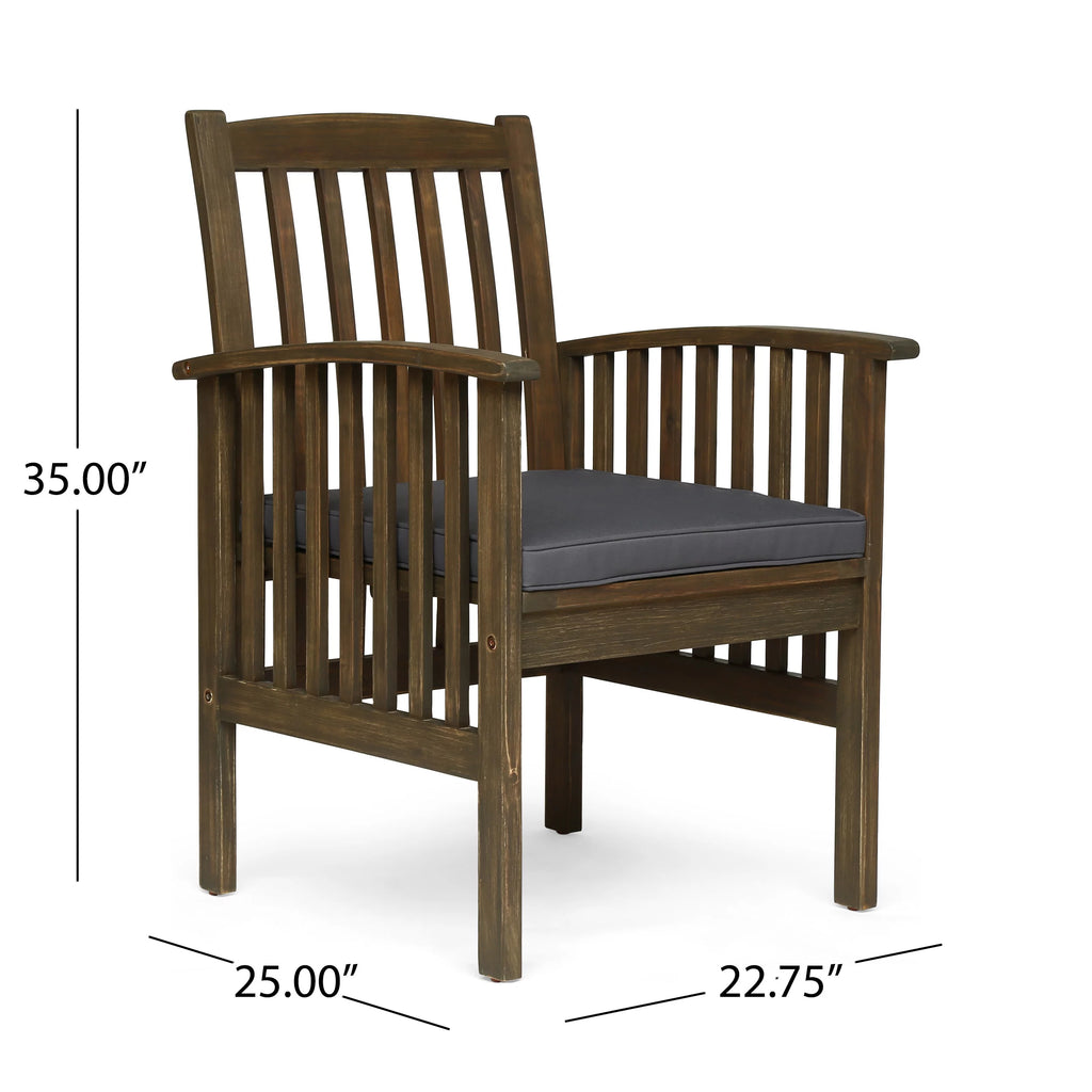 Acacia Wood Outdoor Dining Chairs with Cushion, Set of 2 Q551337