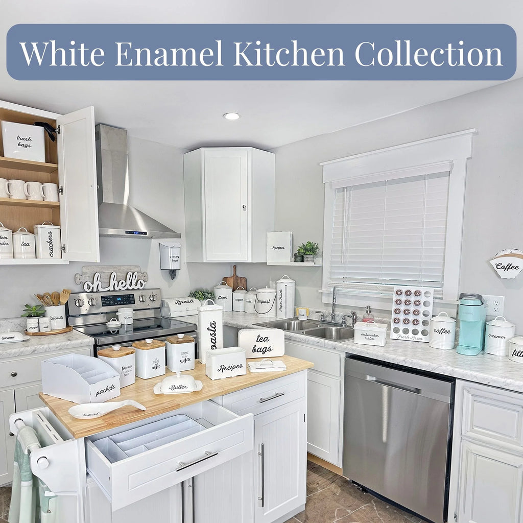White Enamelware Cookie Jar H80144