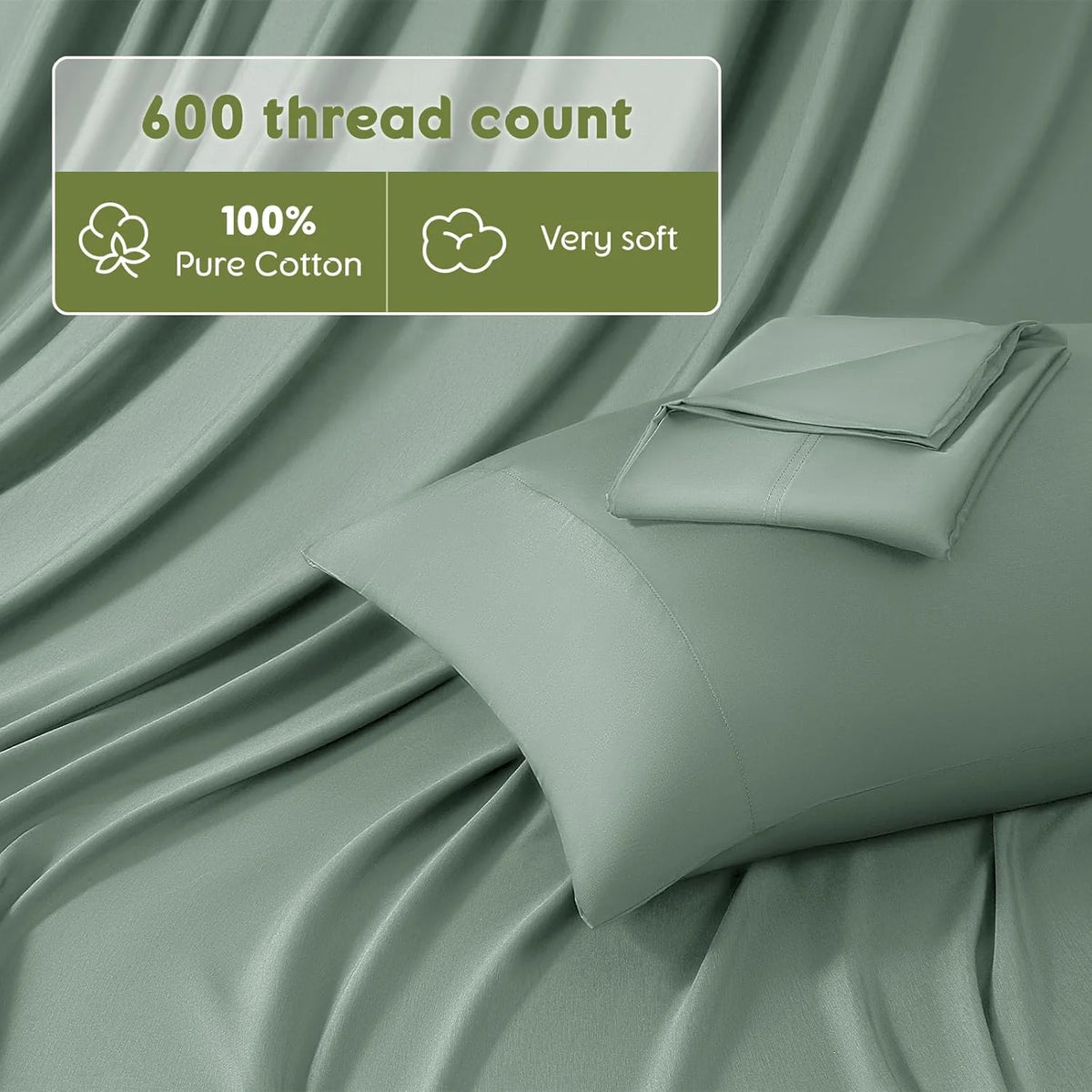 King Size 4 PC Cotton Sateen Weave Bed Sheet Set with Deep Pocket O696437