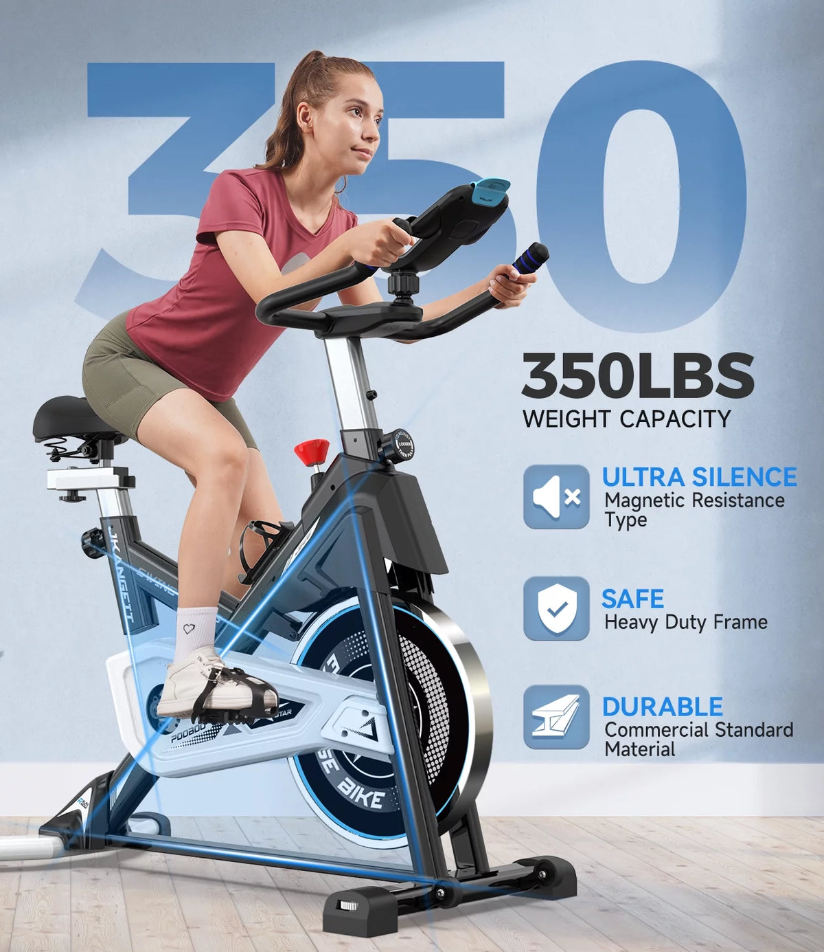 Belt Driven Indoor Cycling Bike with 44lbs Flywheel G85480