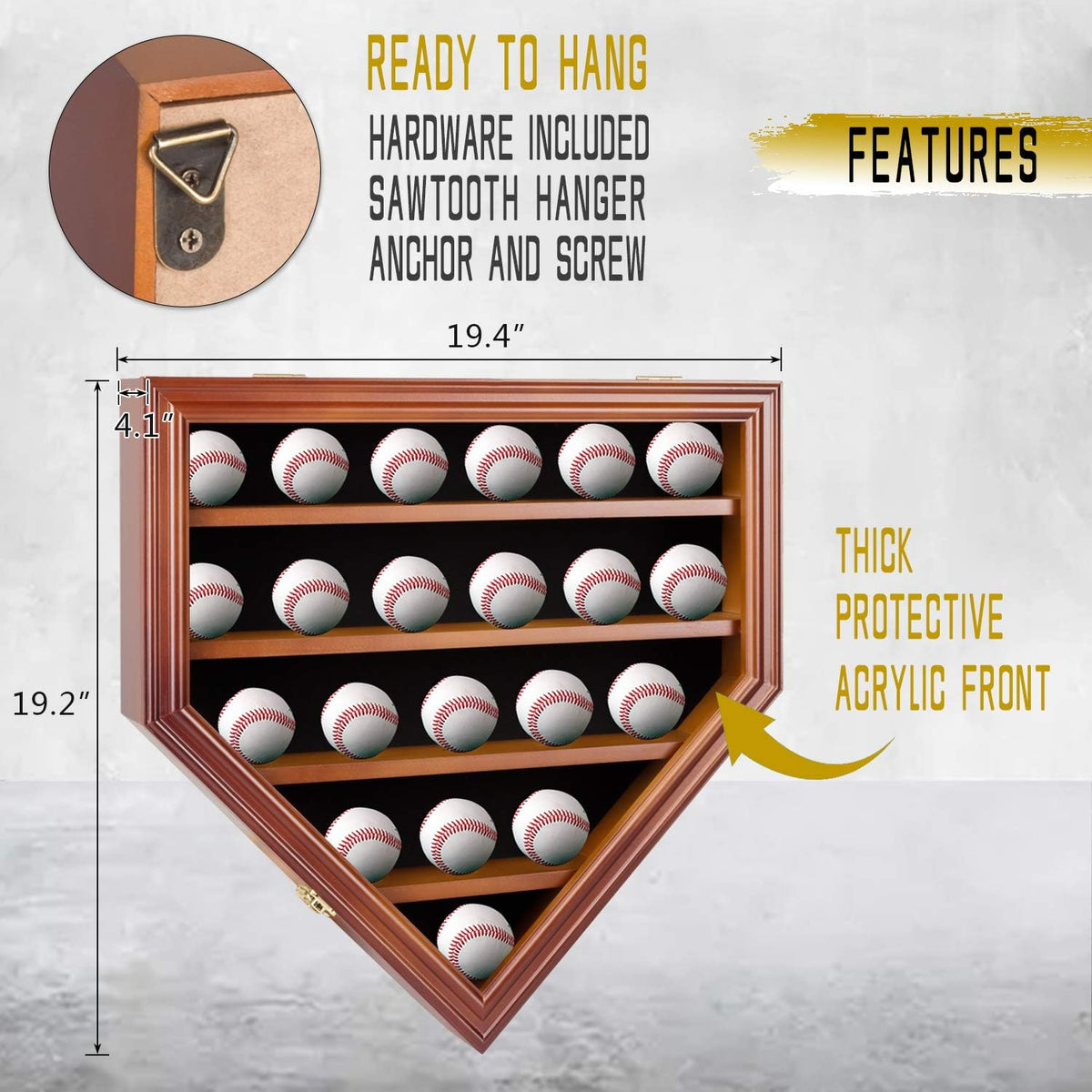 21 Baseball Ball Display Case Cabinet Wall Rack with Lockable M30626