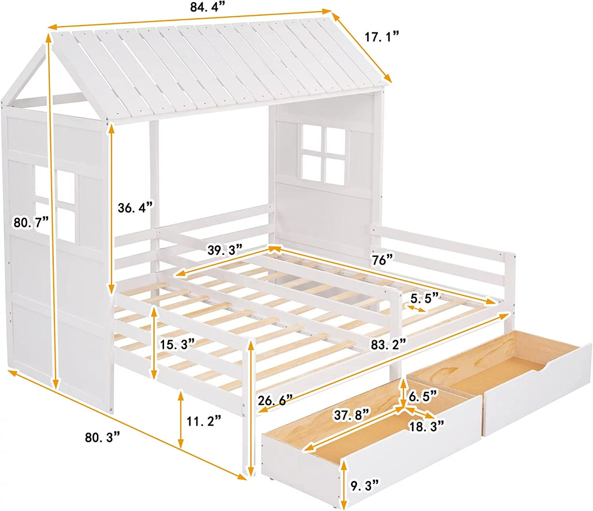 Double Bed Frames with Storage and Rails X599174