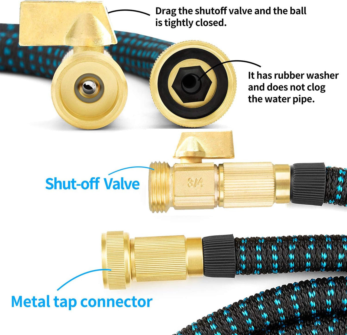100ft Expandable Flexible Garden Water Hose Set with Brass Connectors Spray Nozzle Pack of 2 L73888