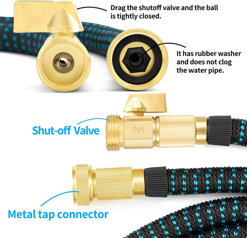 100ft Expandable Flexible Garden Water Hose Set with Brass Connectors Spray Nozzle Pack of 2 L73888