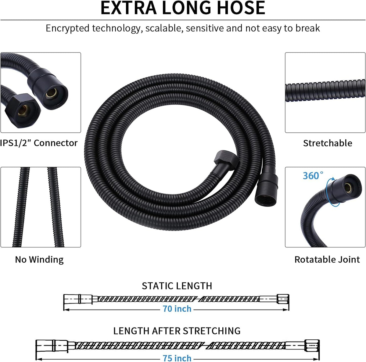 Oil Rubbed Bronze Handheld Shower Head with Extra Long Flexible Hose and Metal Adjustable Bracket, Pack of 2 C102575