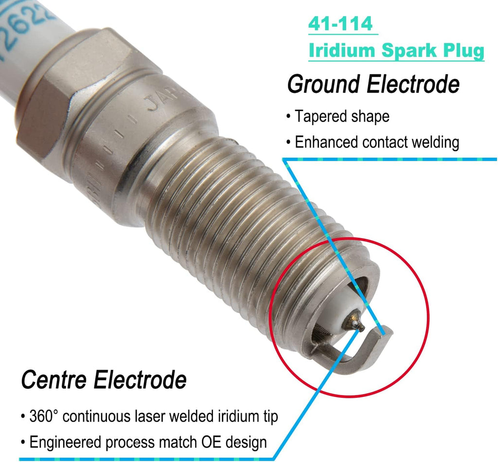 8x Spark Plug Wires & 41-114 Spark Plugs Set, Pack of 2 P80343