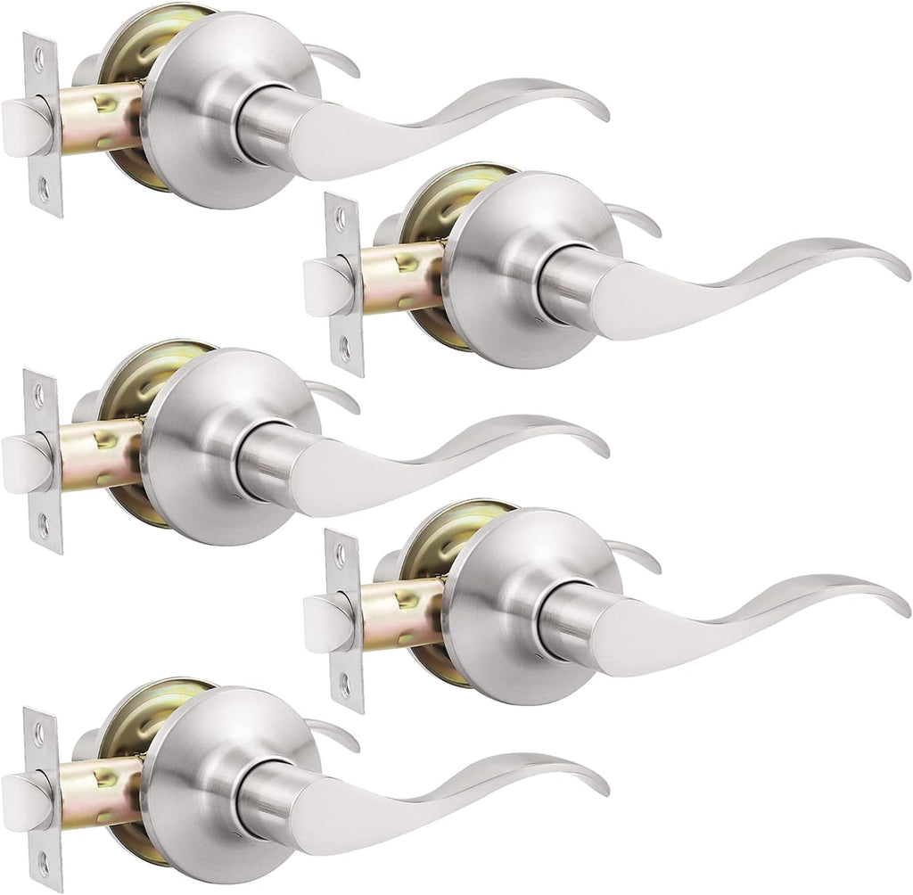 5 Pack Brushed Nickel Passage Door Levers Interior Door Handles V9913