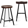 Industrial Rustic Bar Stool Saddle Seat Counter Height Metal and Wood Top Dining Stools, Backless Z447