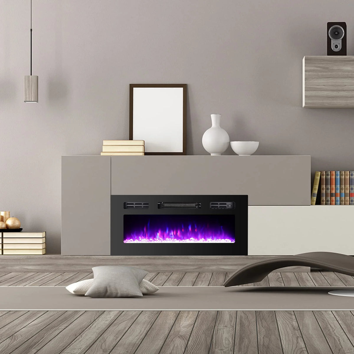 36" Electric Fireplace Insert Stove Heater with Remote Control O6949