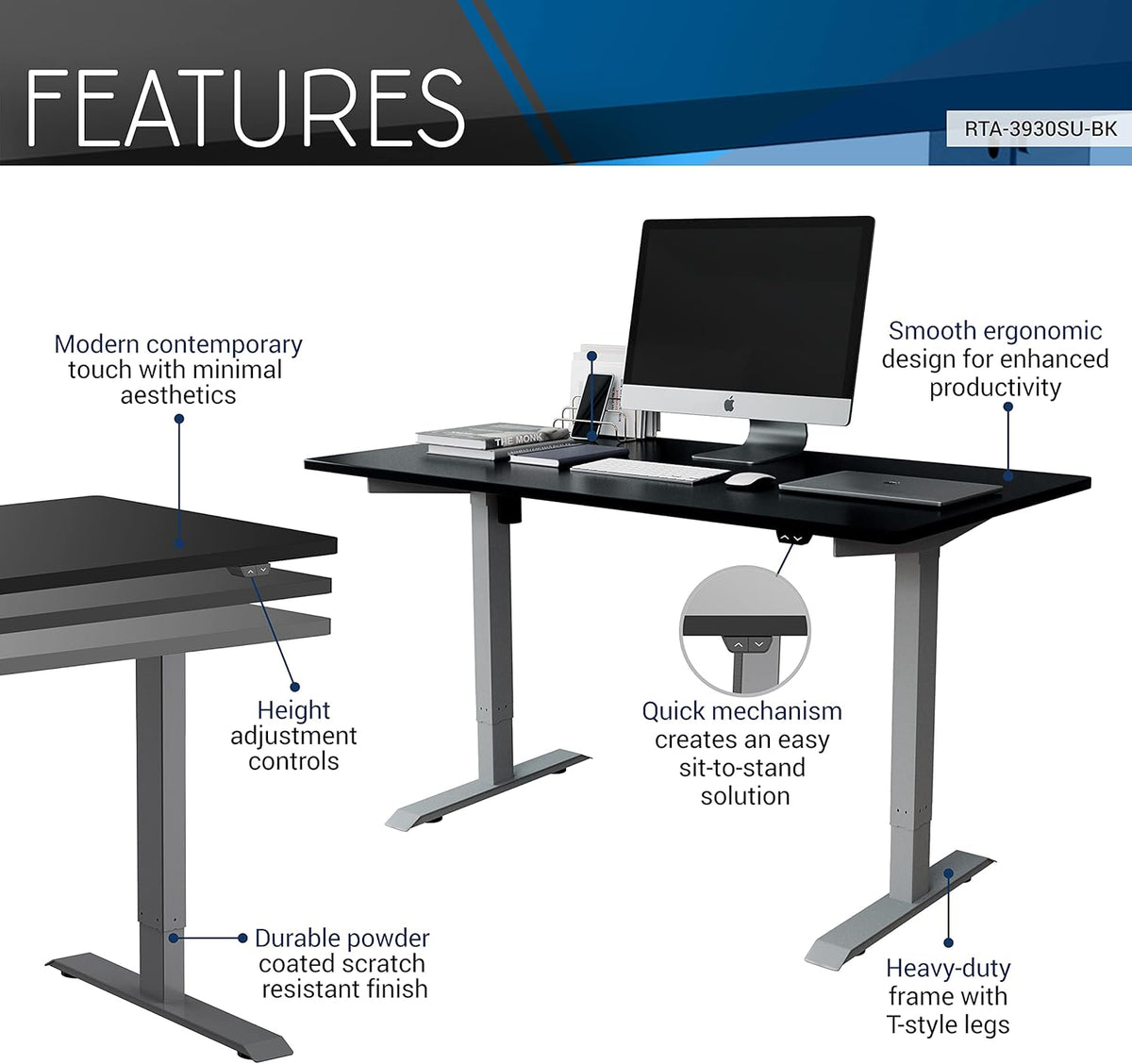 Black Sit to Stand Desk I5775