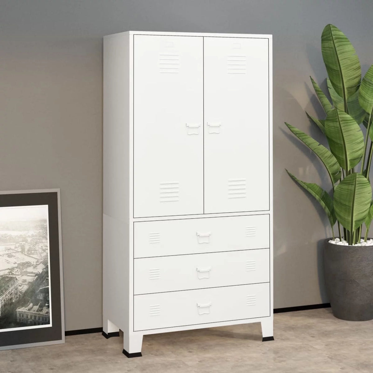 Wardrobe with Hanging Rod, Storage Shelves and Drawers D780