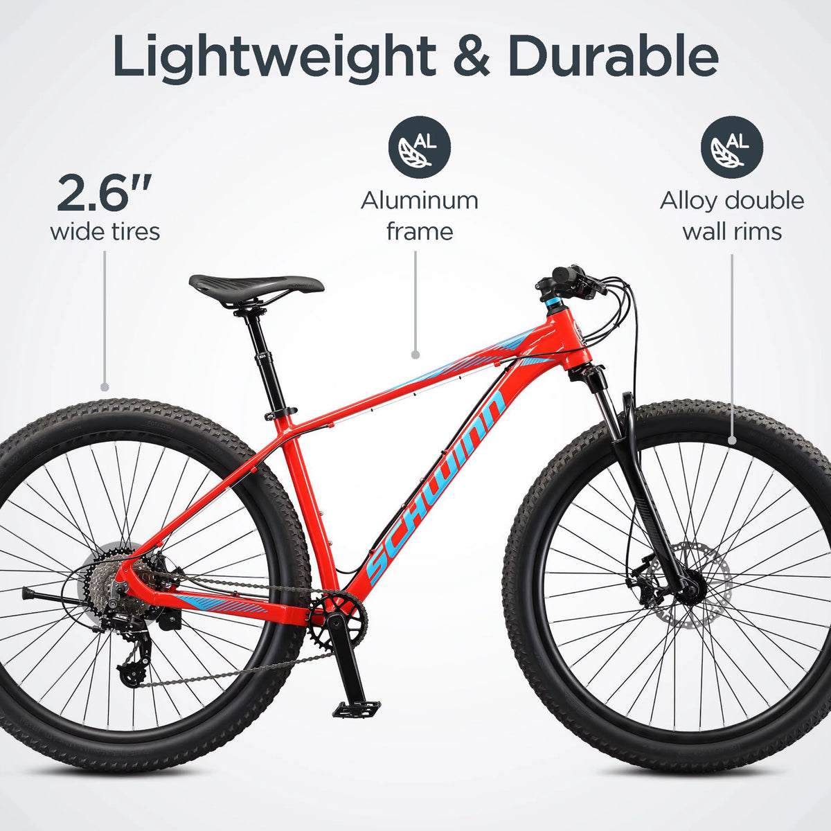 29 inch Mens Mountain Bike, 19 inch Frame Adult Bicycle, Red M237