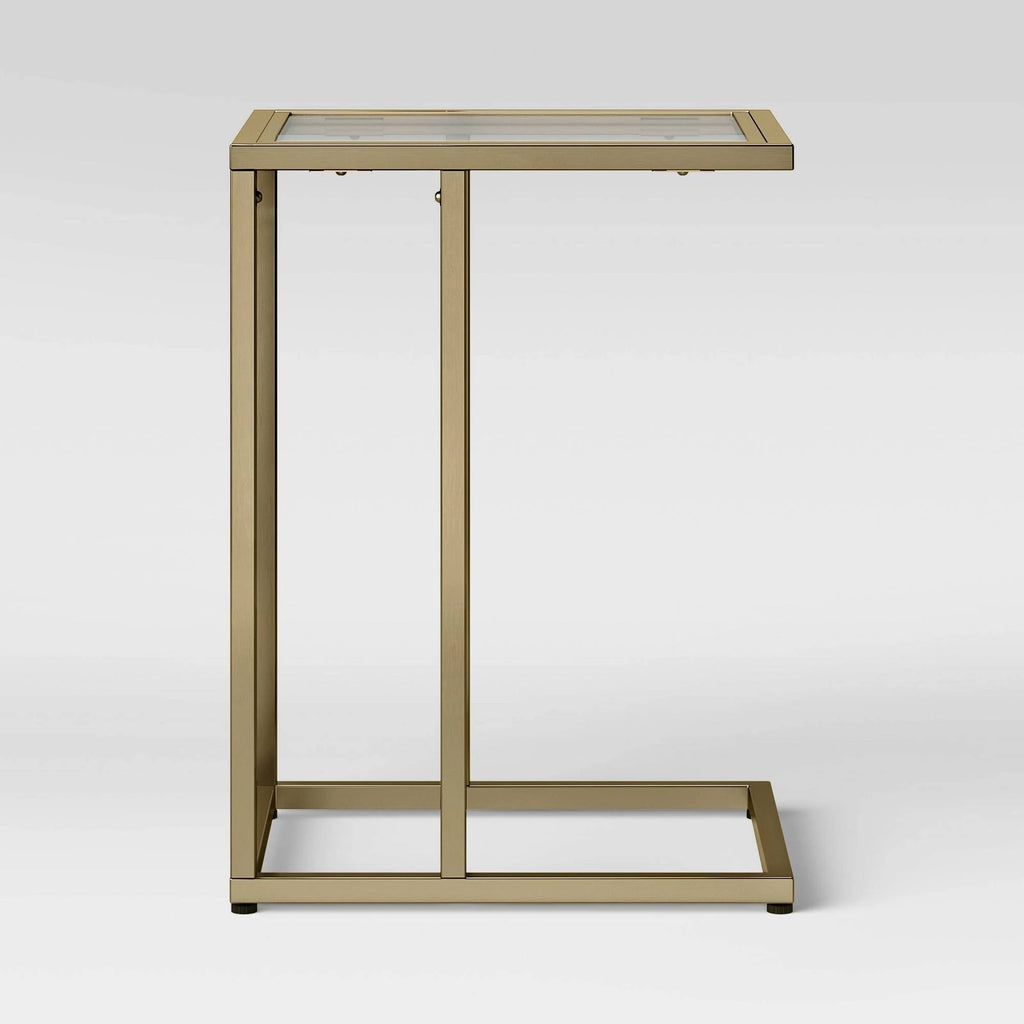 Glass Top C Table with Brass Base S7235